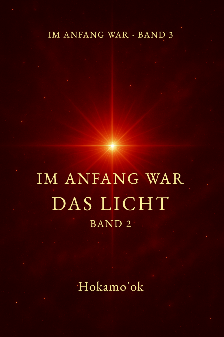 IM ANFANG WAR BAND 2 - Im Anfang war das Licht Band 1 - spirituelle Frequenzinterpretation der Bibel. Strahlendes blaues Licht im Sternenfeld - Symbol für Schöpfung, Bibel im Frequenzbewusstsein und göttliche Resonanz.